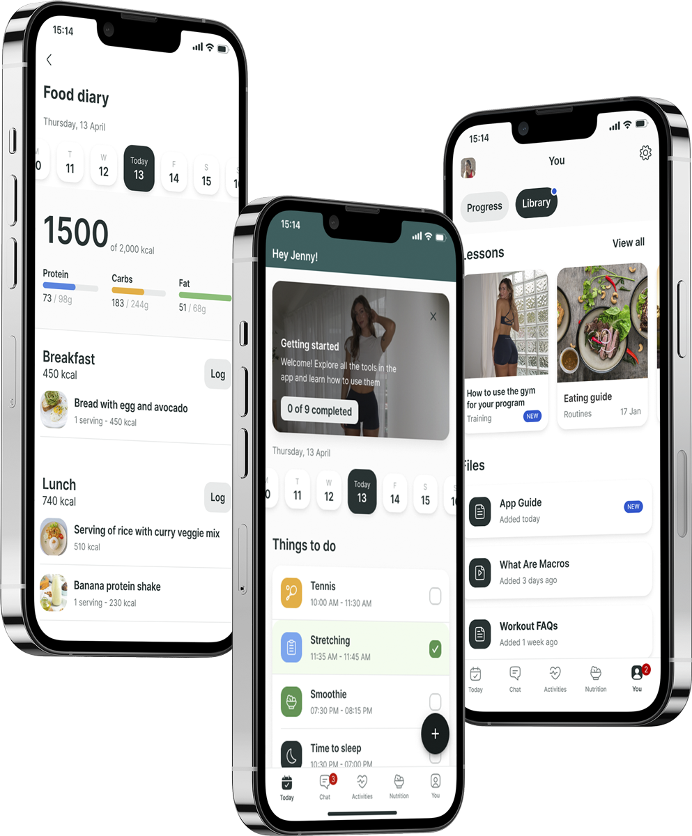 A mockup of the coaching app showcasing the features.